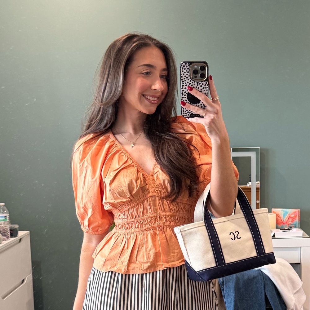 Old Navy Bright Orange Smocked Blouse